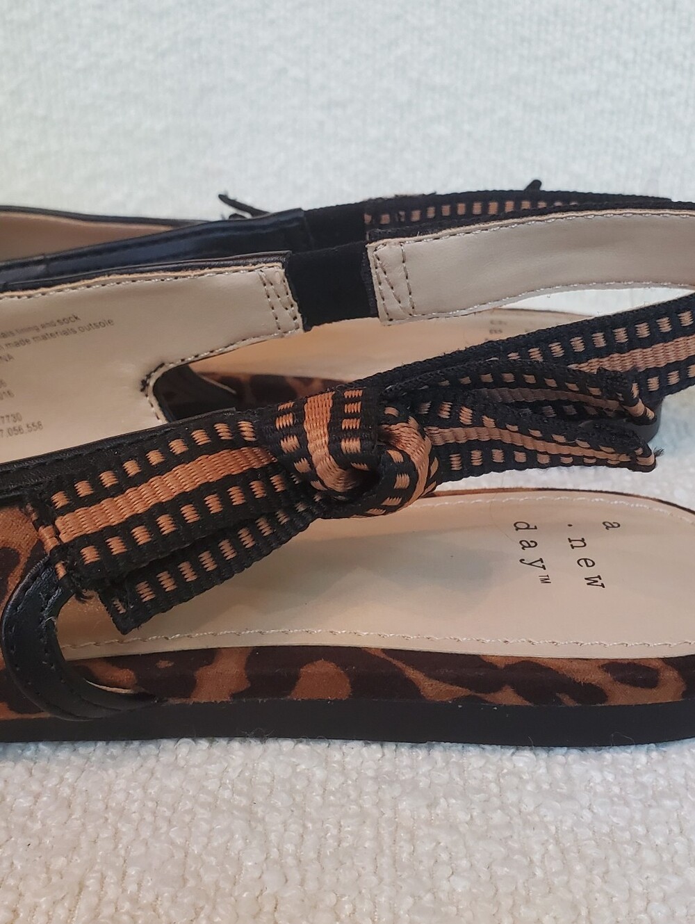 NWT a new day Leopard-Print Pointed Slingback Flats - Brown & Black Size 7.5 - Picture 4 of 7